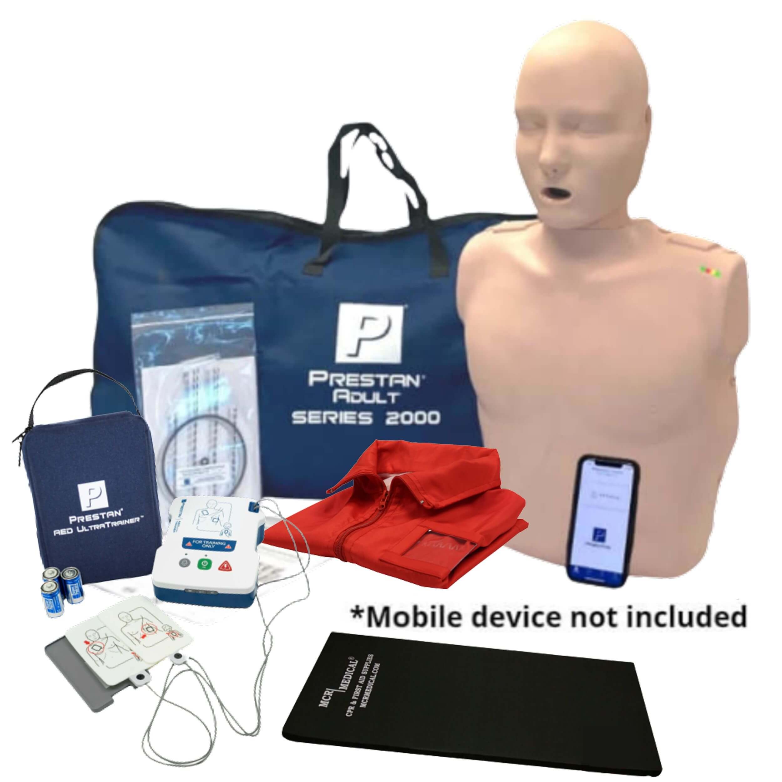 PRESTAN CPR Adult Manikin 4-Pack w. Feedback, AED UltraTrainers, Carry Bag 