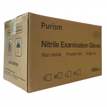 Case of NITRILE Powder Free Exam Gloves, Purism