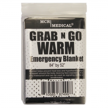 Grab-N-Go Warm Emergency Blanket, 84" by 52" Silver